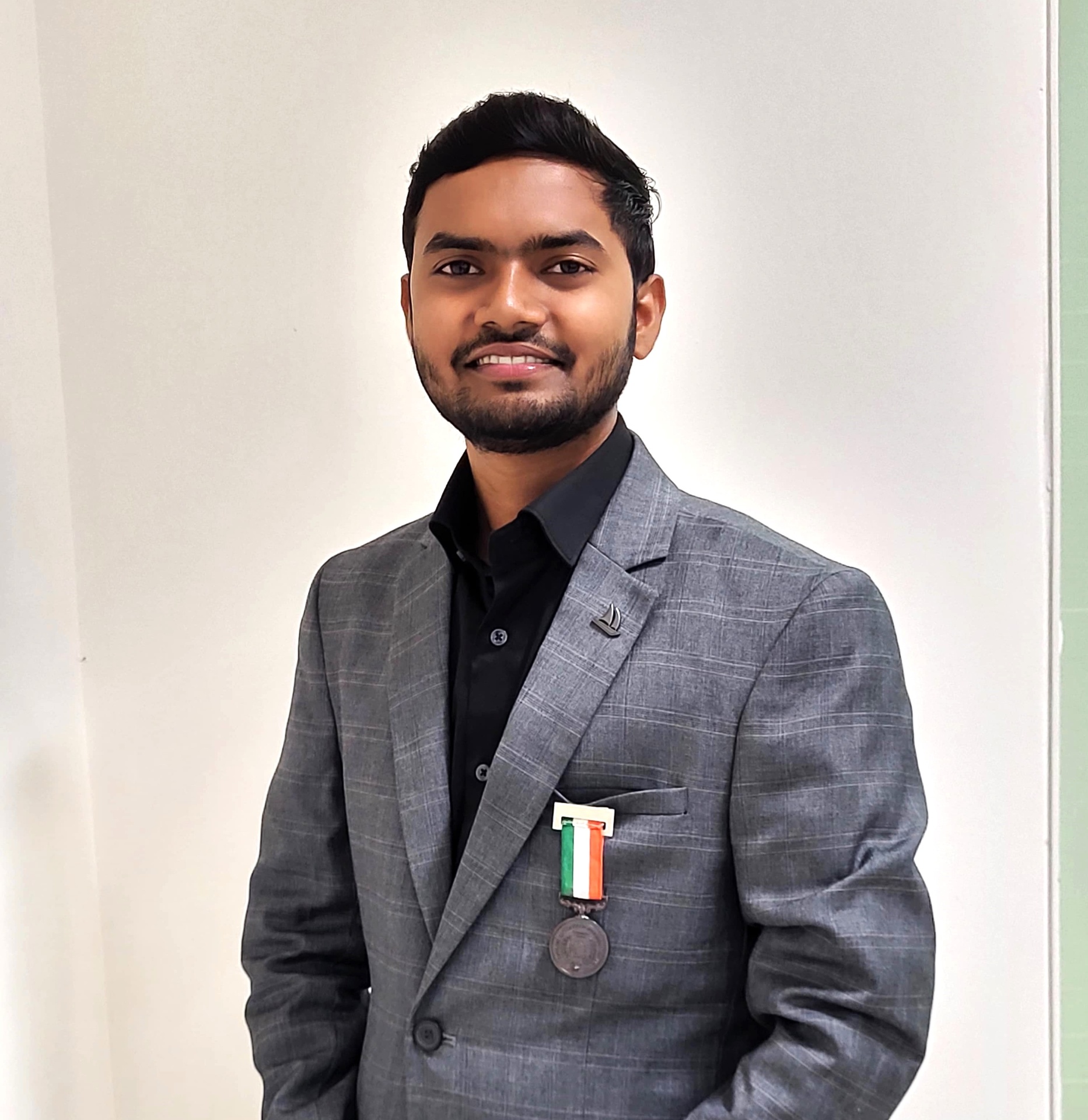 Jainul Abedin, founder of Abyom, with the Indian tricolour